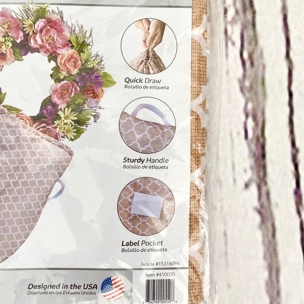 π NEW Large Wreath Storage Nylon Bag Tan White - Picture 4 of 5